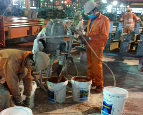  CÔNG TRÌNH : THI CÔNG SƠN CHỐNG CHÁY NÂNG BẬC CHỊU LỬA CỘT, DẦM, KÈO NHÀ XƯỞNG K18 , NHÀ XE MÁY K11– CÔNG TY POU SUNG VIỆT NAM
